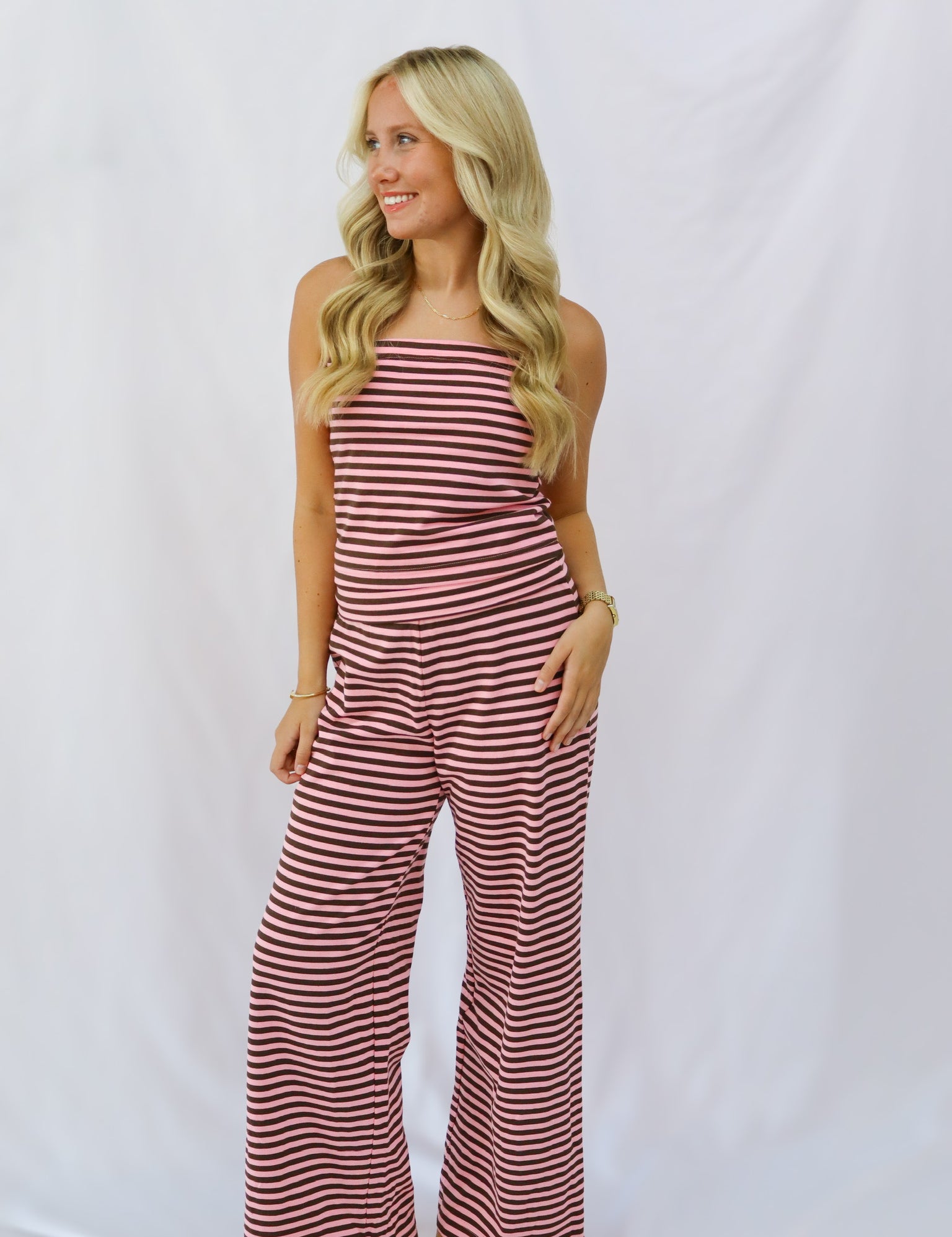 Brown & Pink Striped Set