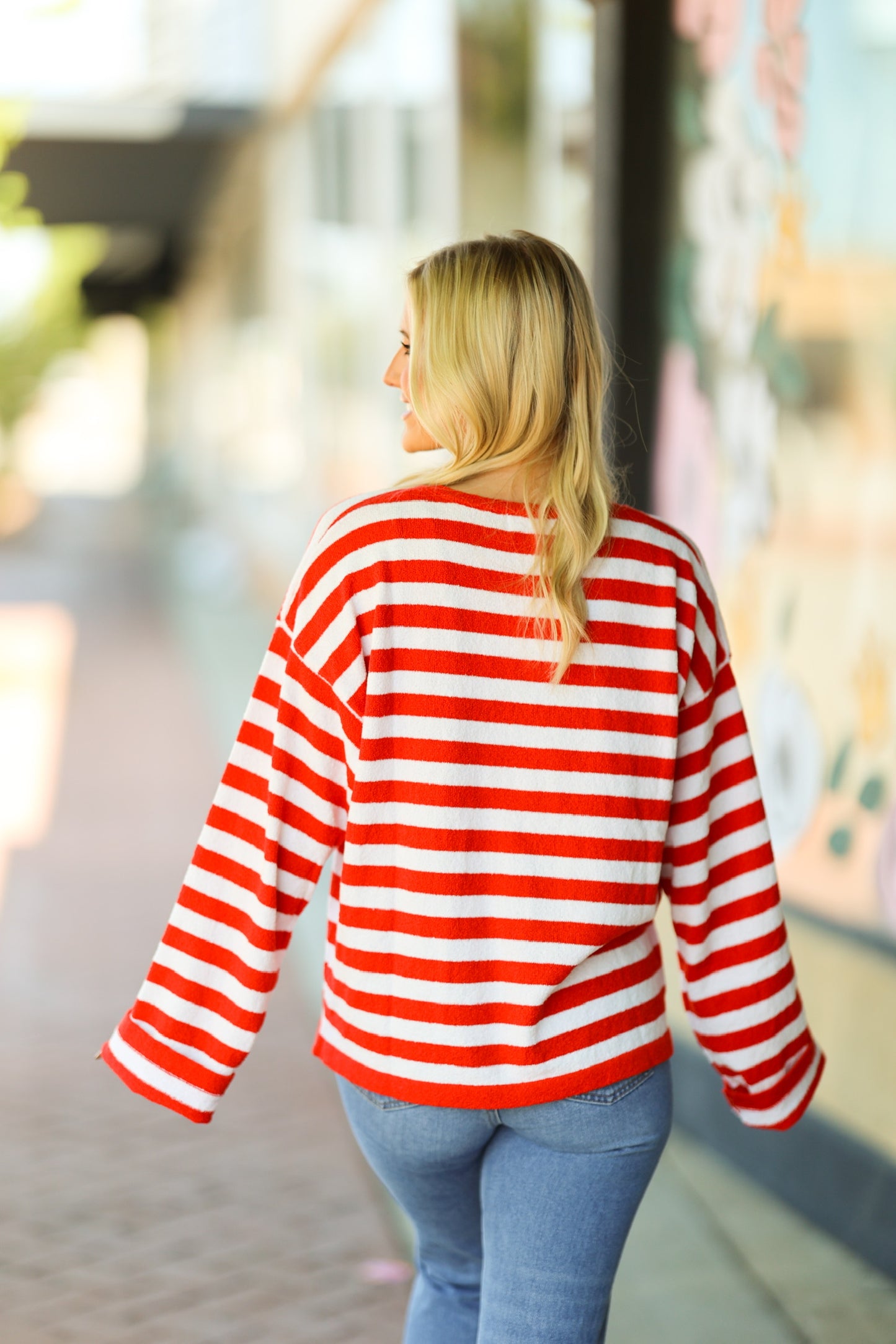 red & white sweater