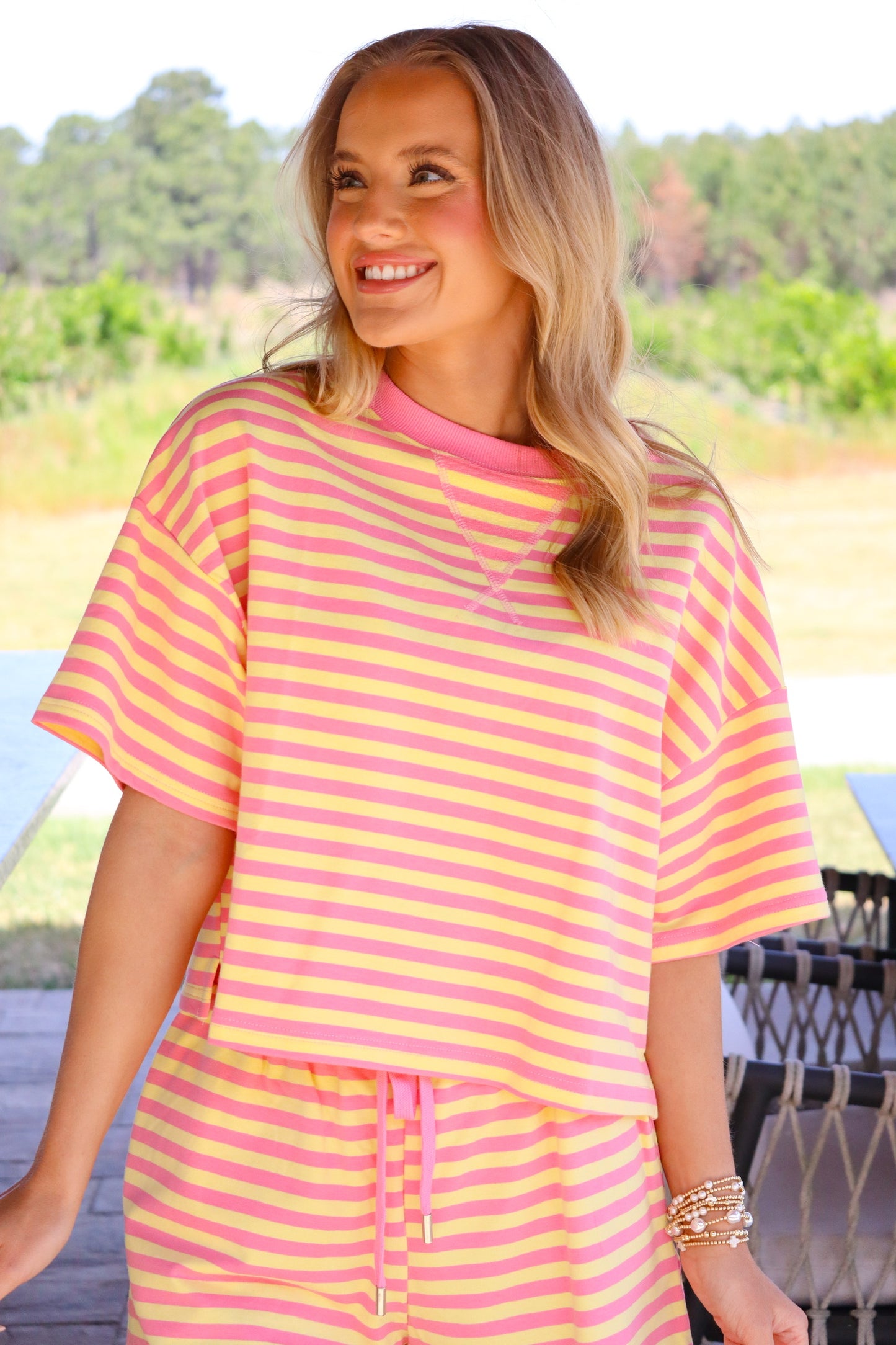 Pink & Yellow Striped Set