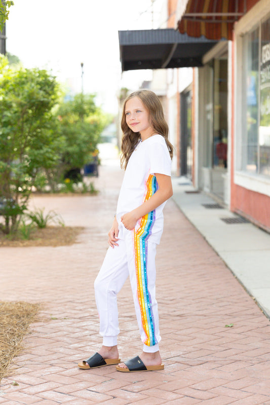 kids rainbow jogger set