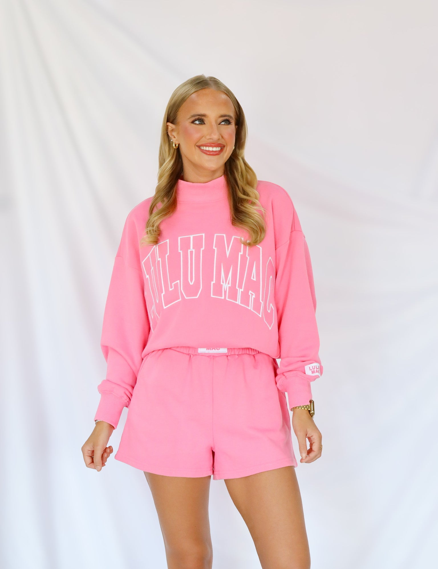 LULU MAC Bubble Gum Mockneck Terry Cloth
