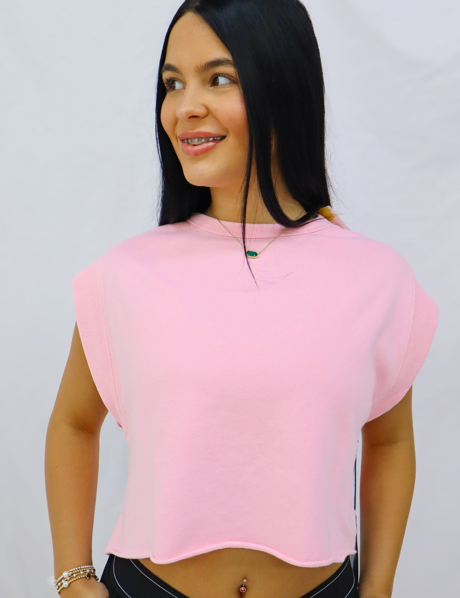 Pink Open Back Top