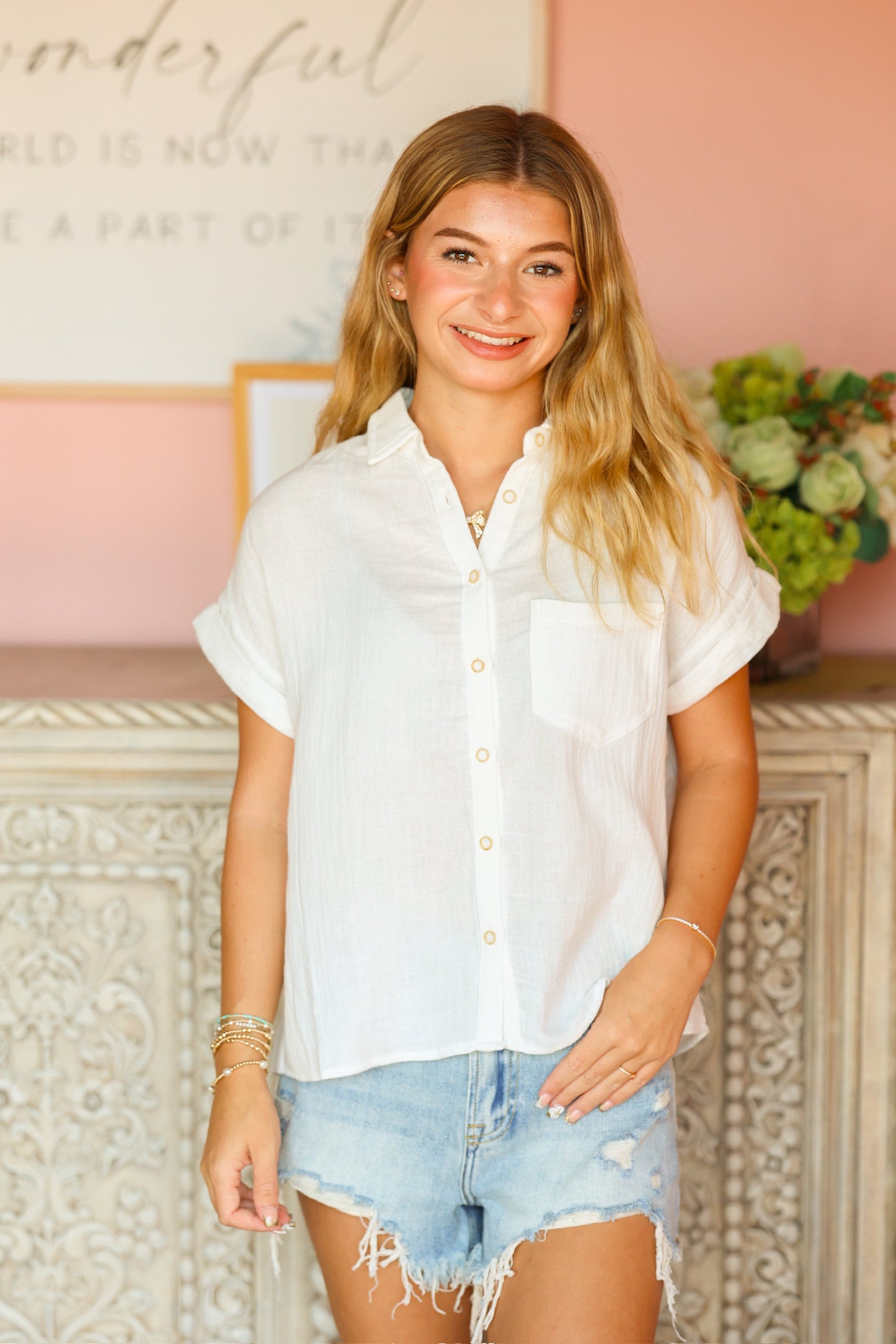 Bright White Button Up