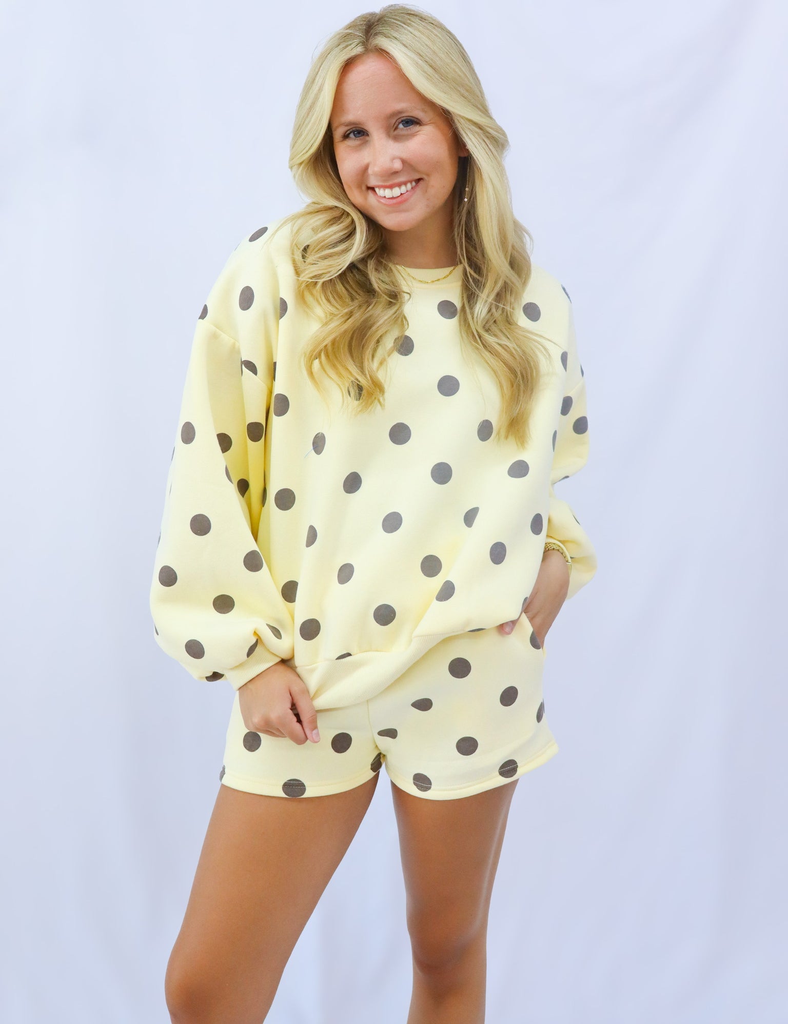 Yellow and Brown Polka Dot Set