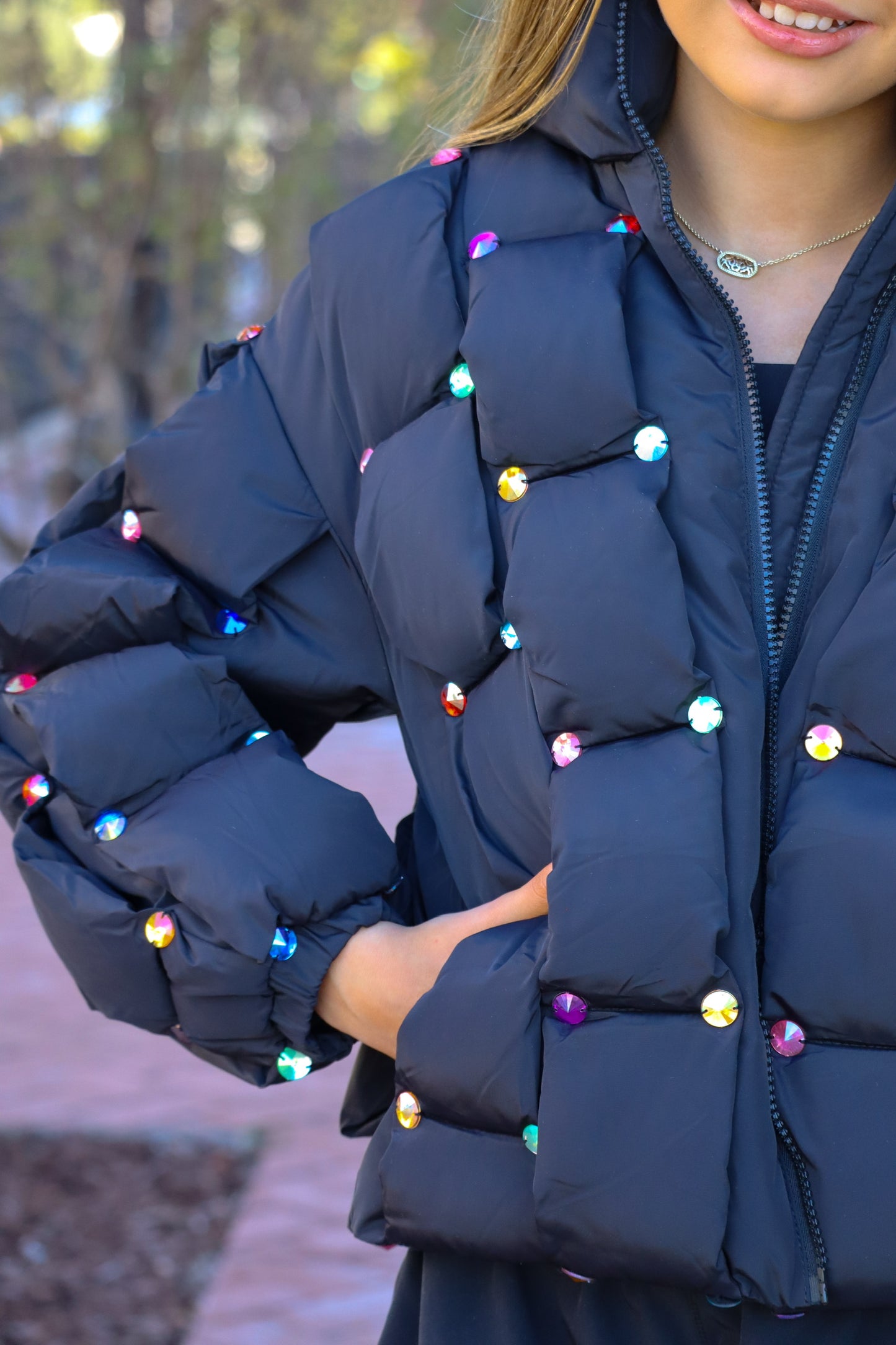 Kids Rainbow Gem Quilted Puffer