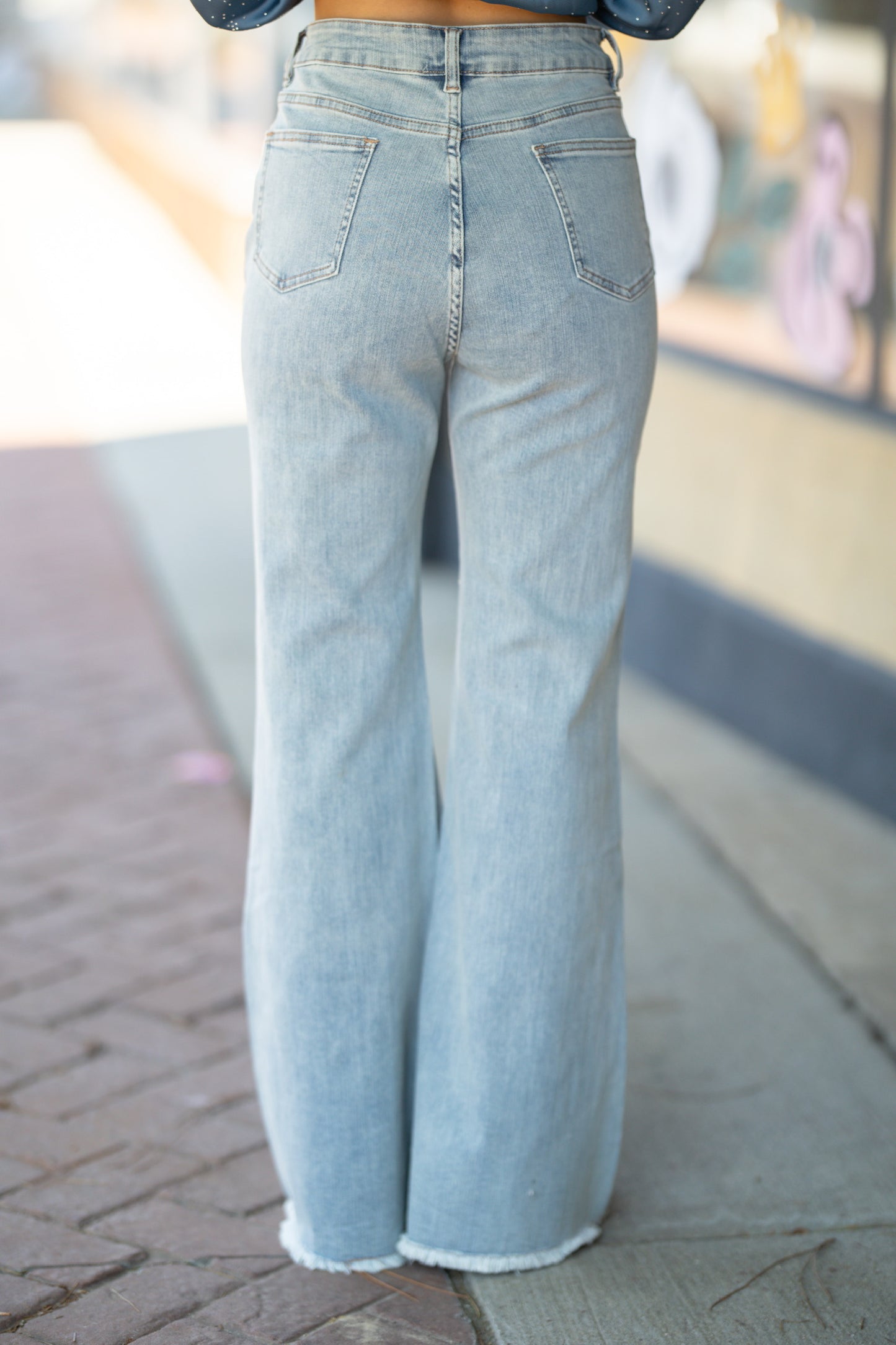 Light-Blue Stoned Flare Jeans