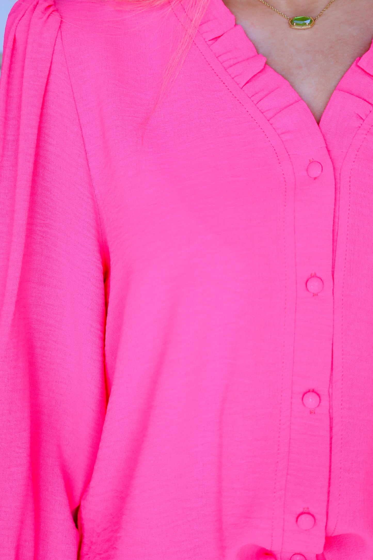 Neon Pink Long Sleeve Basic Top