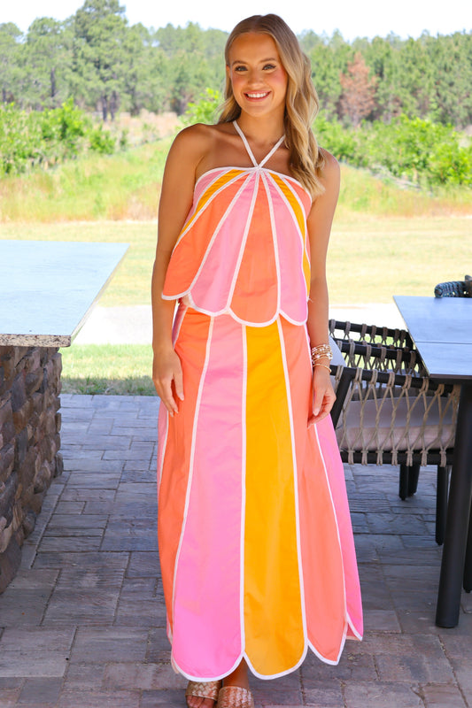 Peach Printed Set