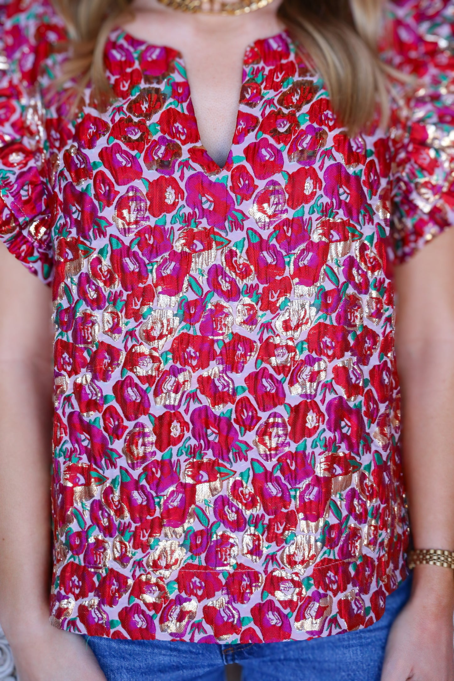 Berry & Gold Mix Top