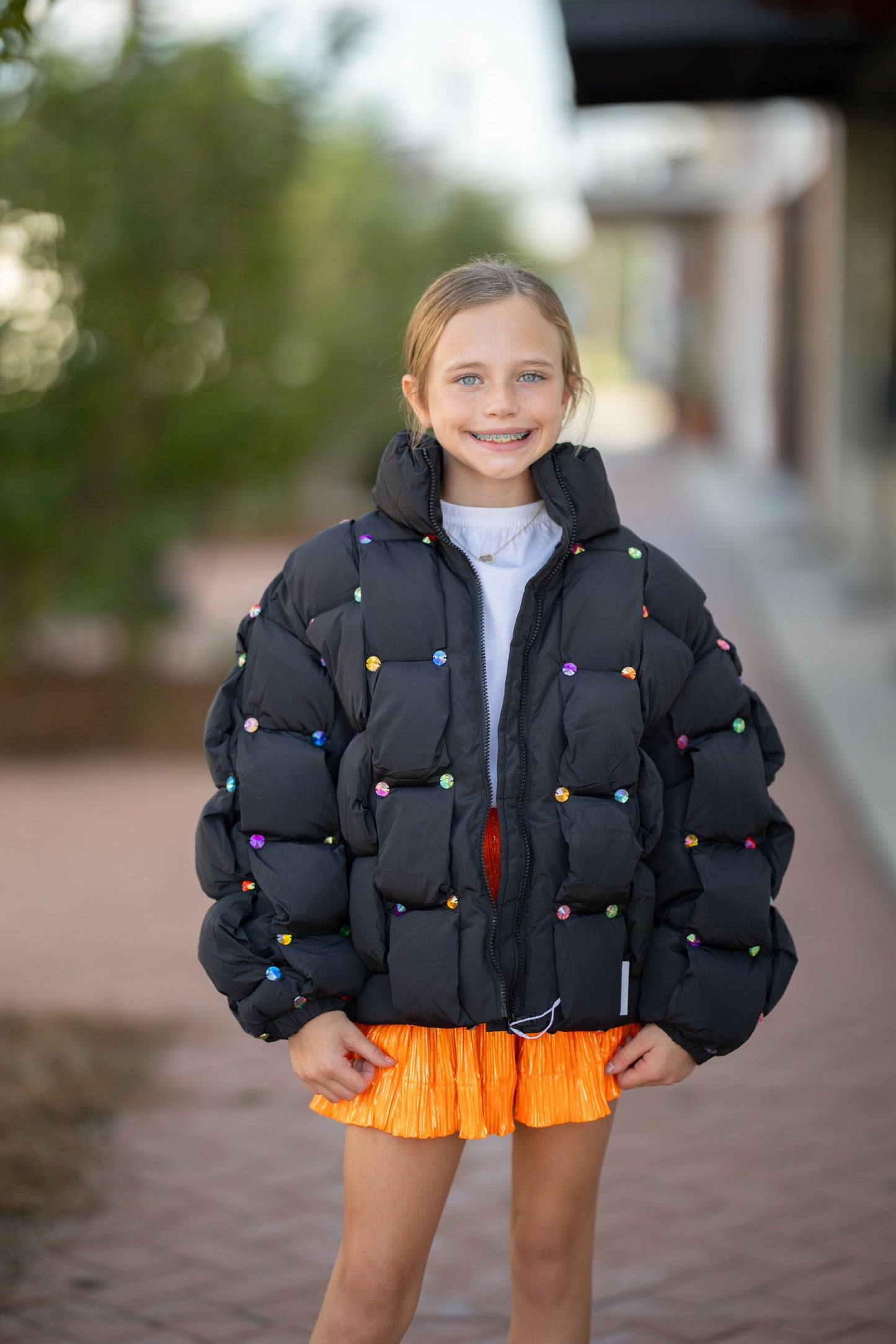 Kids Rainbow Gem Quilted Puffer