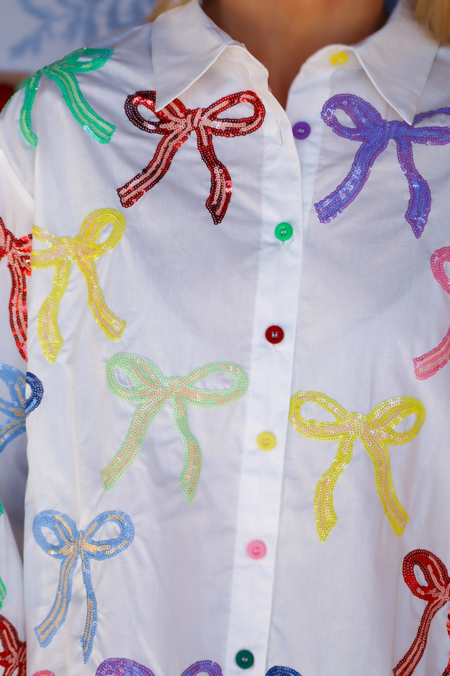 QOS Button Down Bow Top