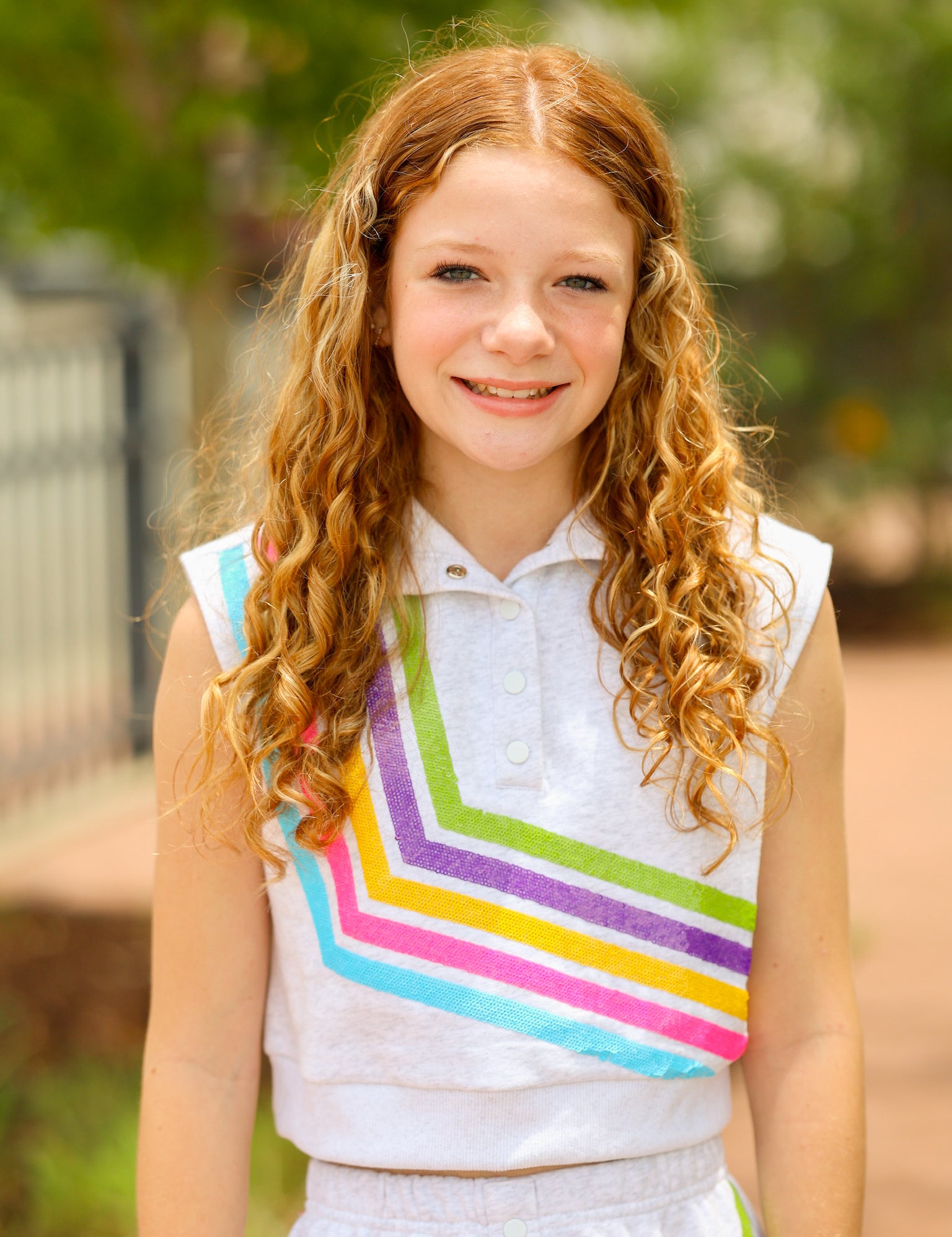 KIDS QOS Grey Multi Strip Tank