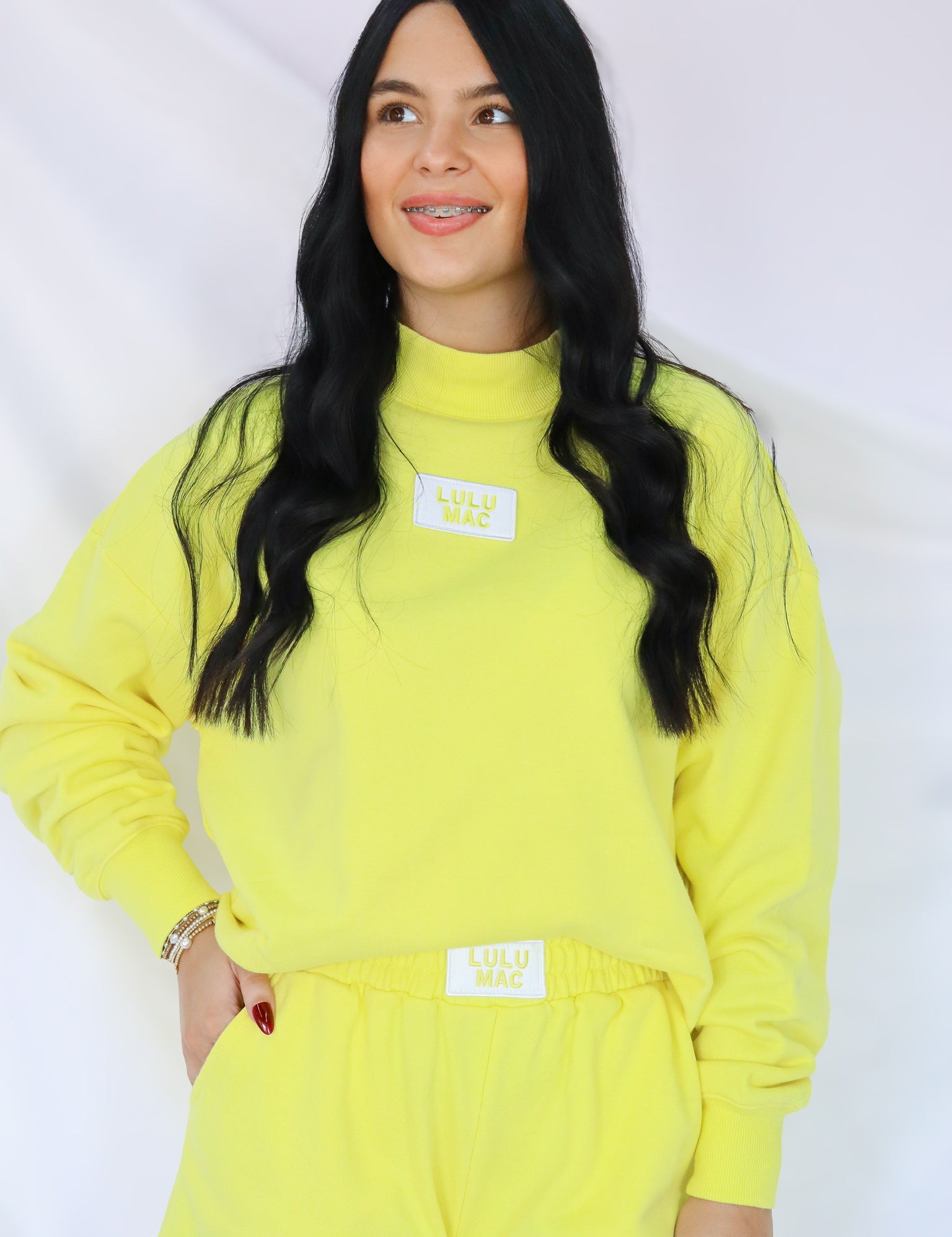 LULU MAC Yellow Long Sleeve Terry Cloth