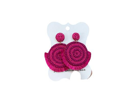 Beaded Magenta Earrings