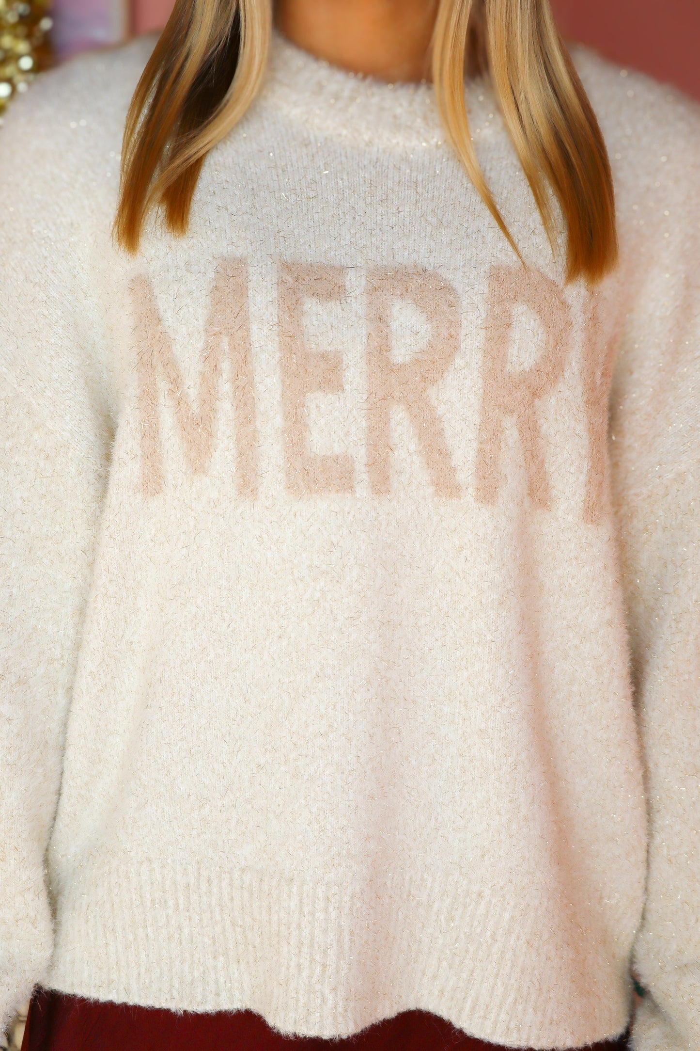 Merry Gold Tinsel Sweater