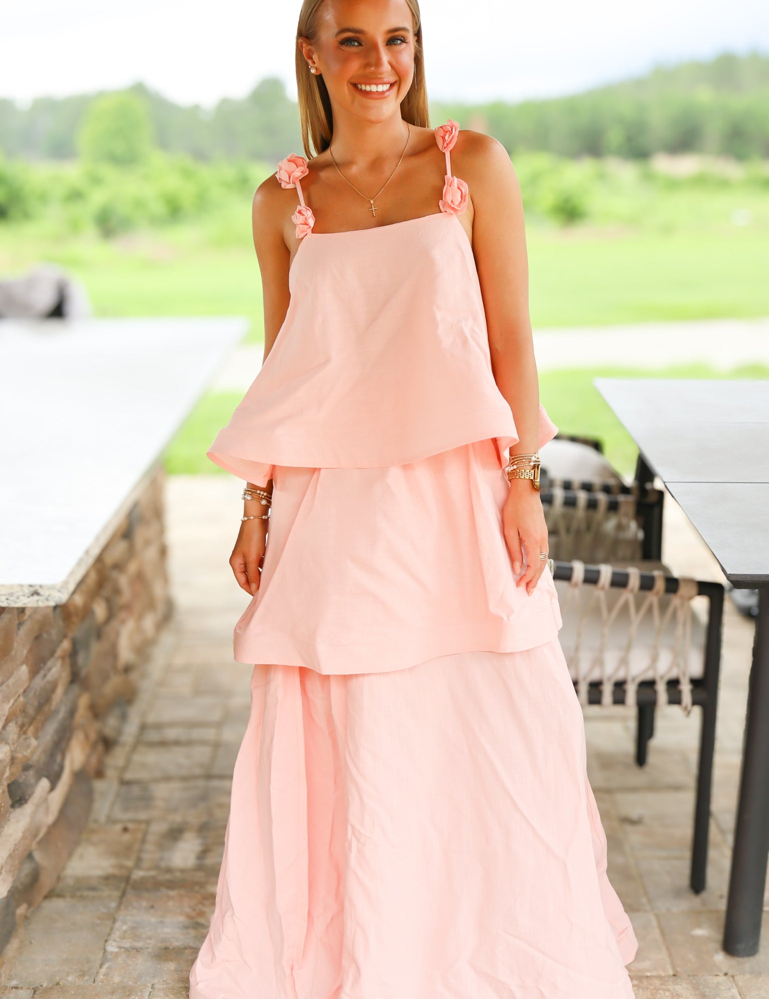 Coral Ruffled Flower Dress