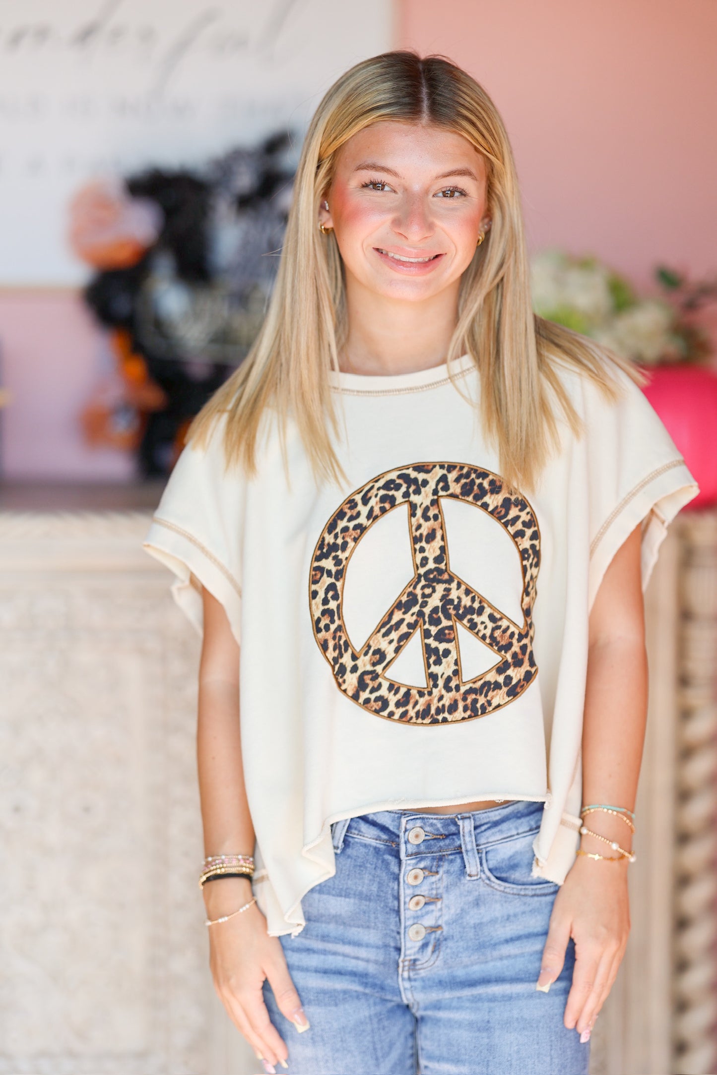 Leopard Peace Sign Top