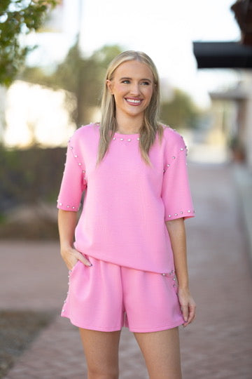 Pink Stoned Top