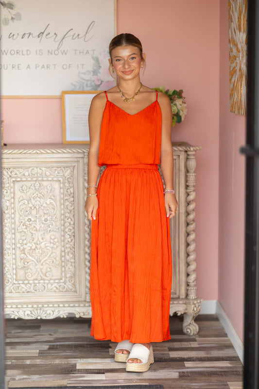 Fire Crinkle Satin Tank