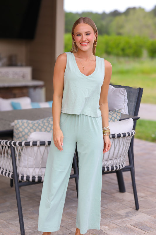 Crystal Green Sloane V-Neck Top