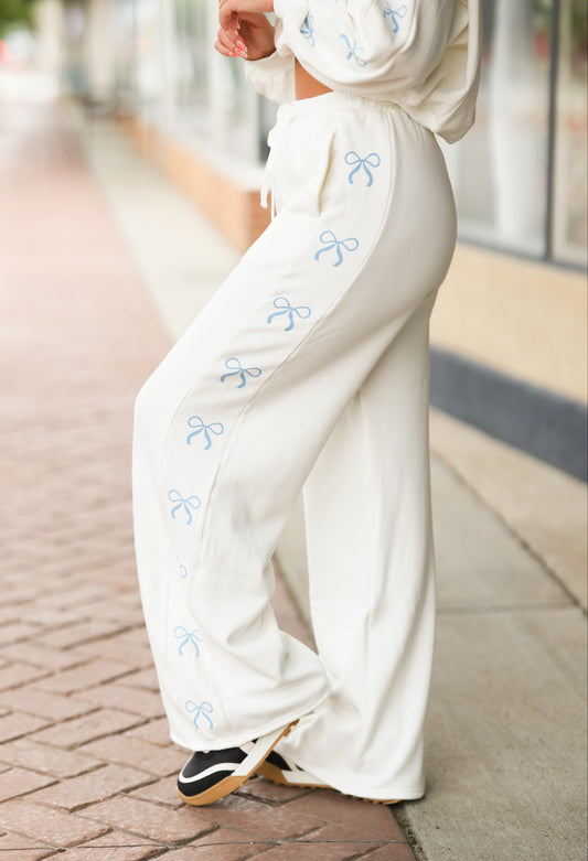 Blue/White Bow Joggers