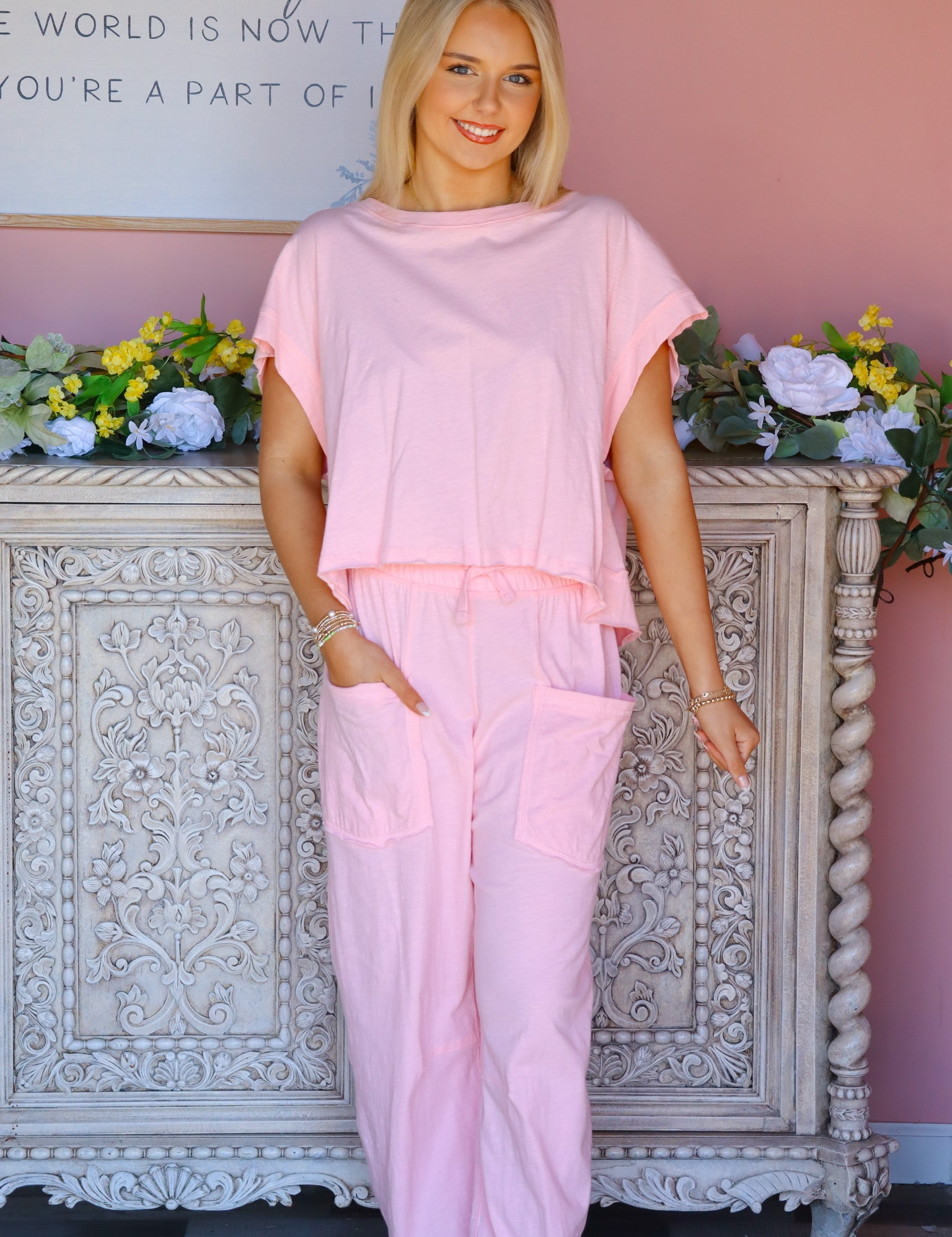 Baby Pink Open Back Tee