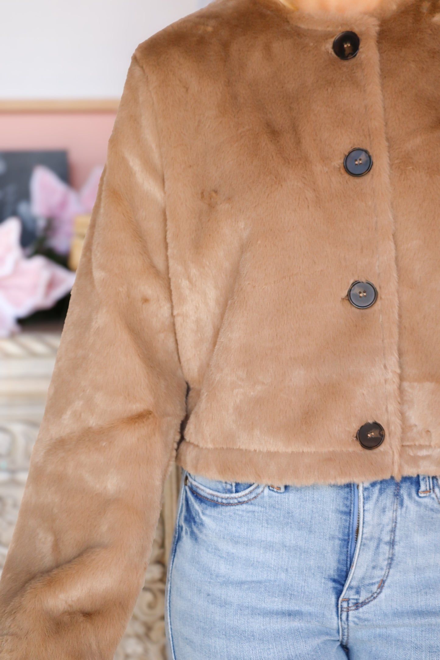 Brown Fur Cropped Jacket