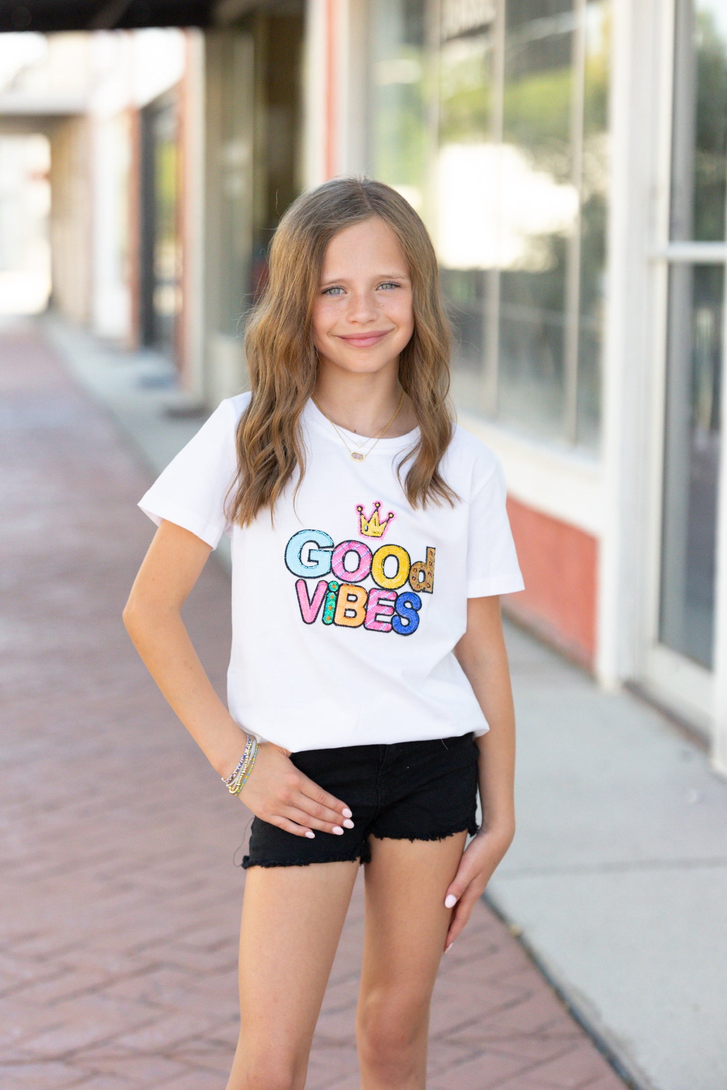 kids neon good vibes tee