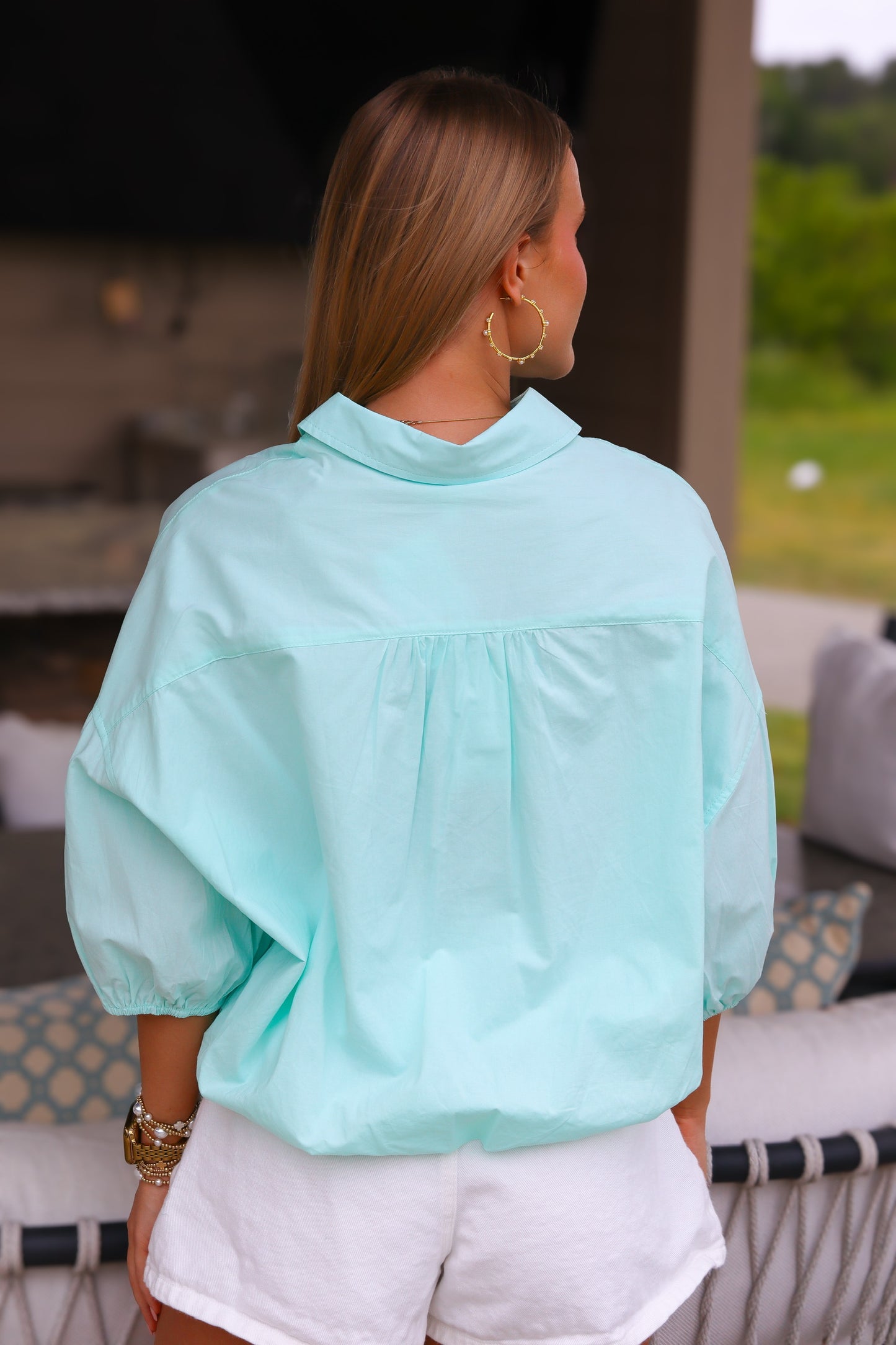 Mint Collared Button Up