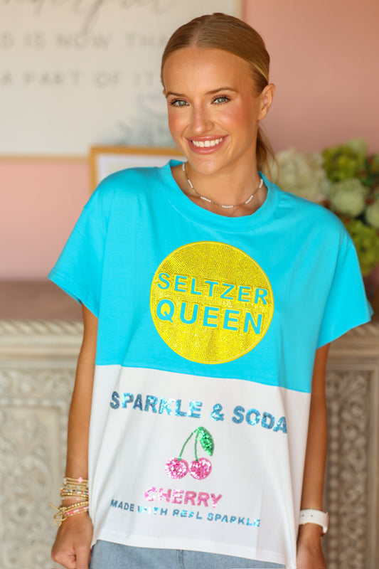 QOS Aqua & White Colorblock Seltzer