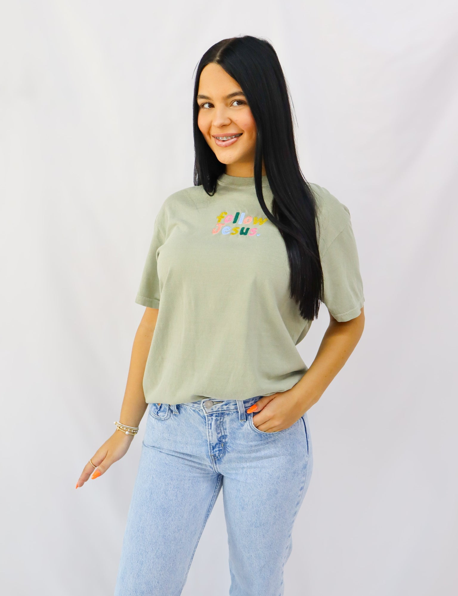 Pale Green "Follow Jesus" Tee