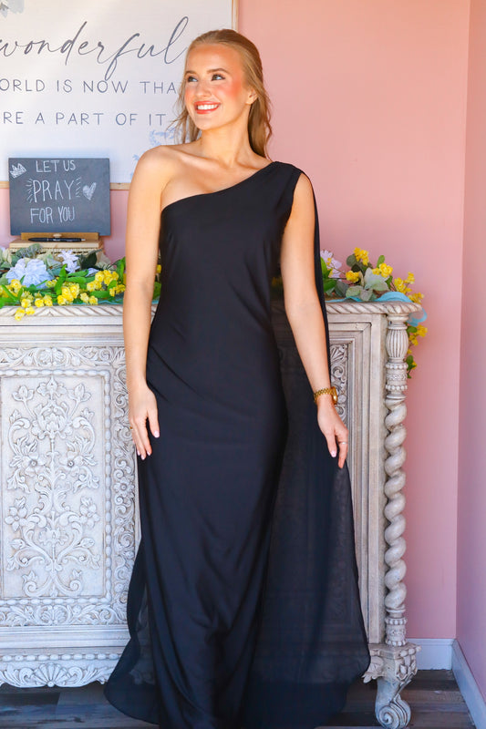 Classy Black One Shoulder Dress