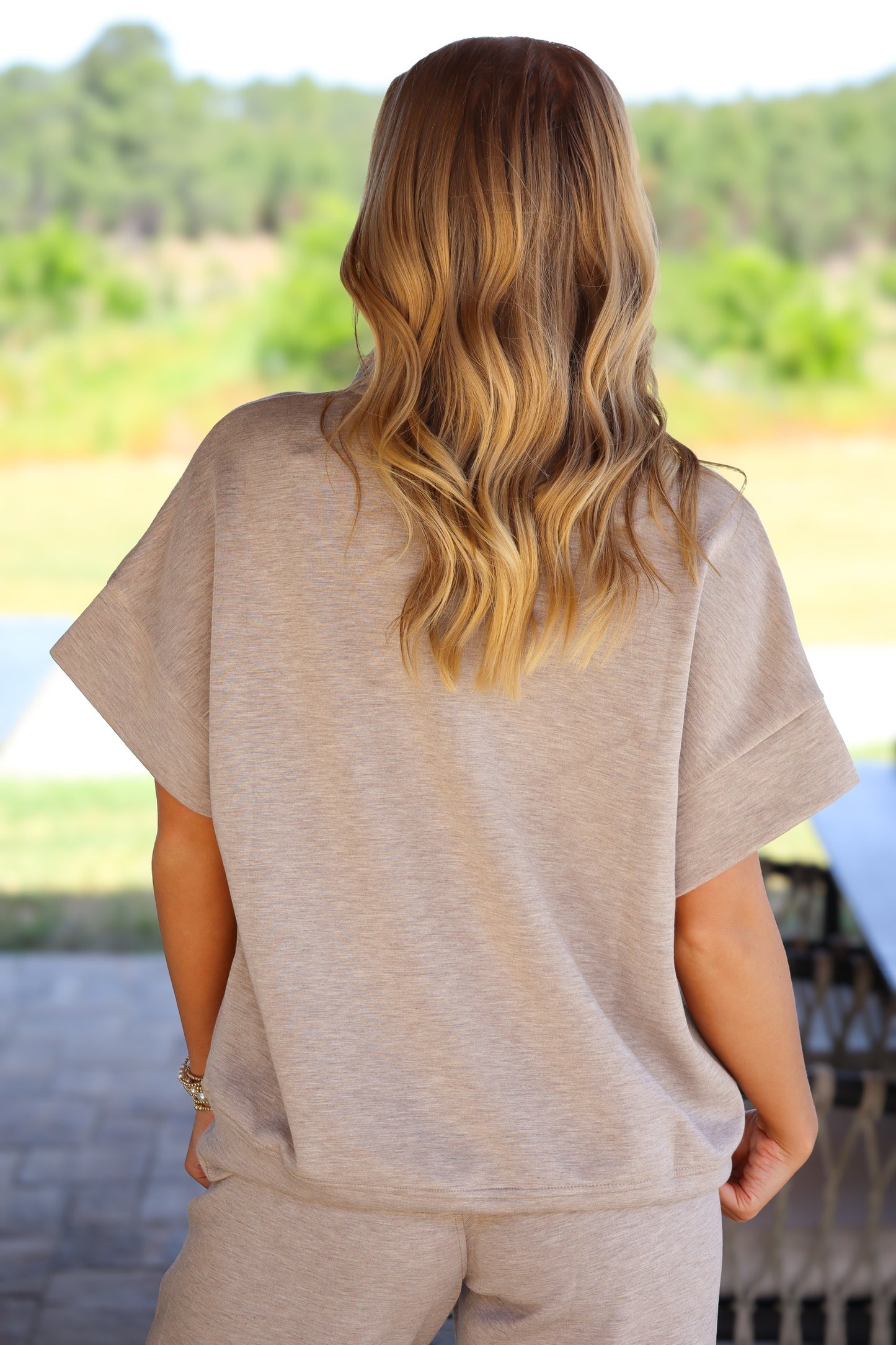 Taupe Short Sleeve Quarter Zip