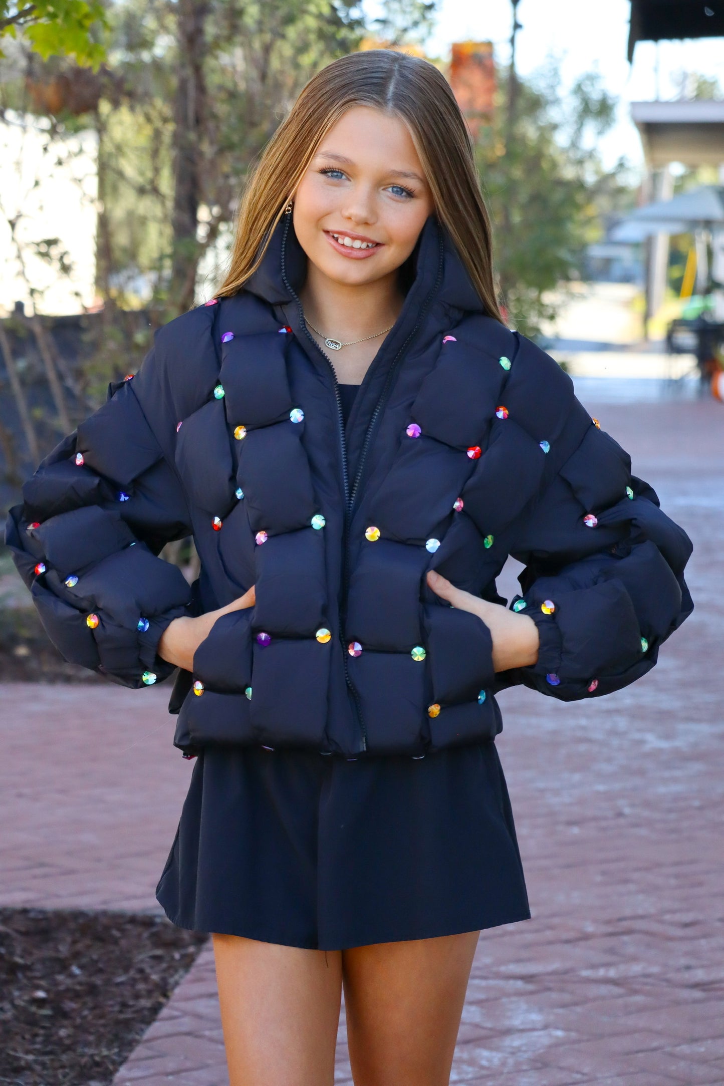 Kids Rainbow Gem Quilted Puffer