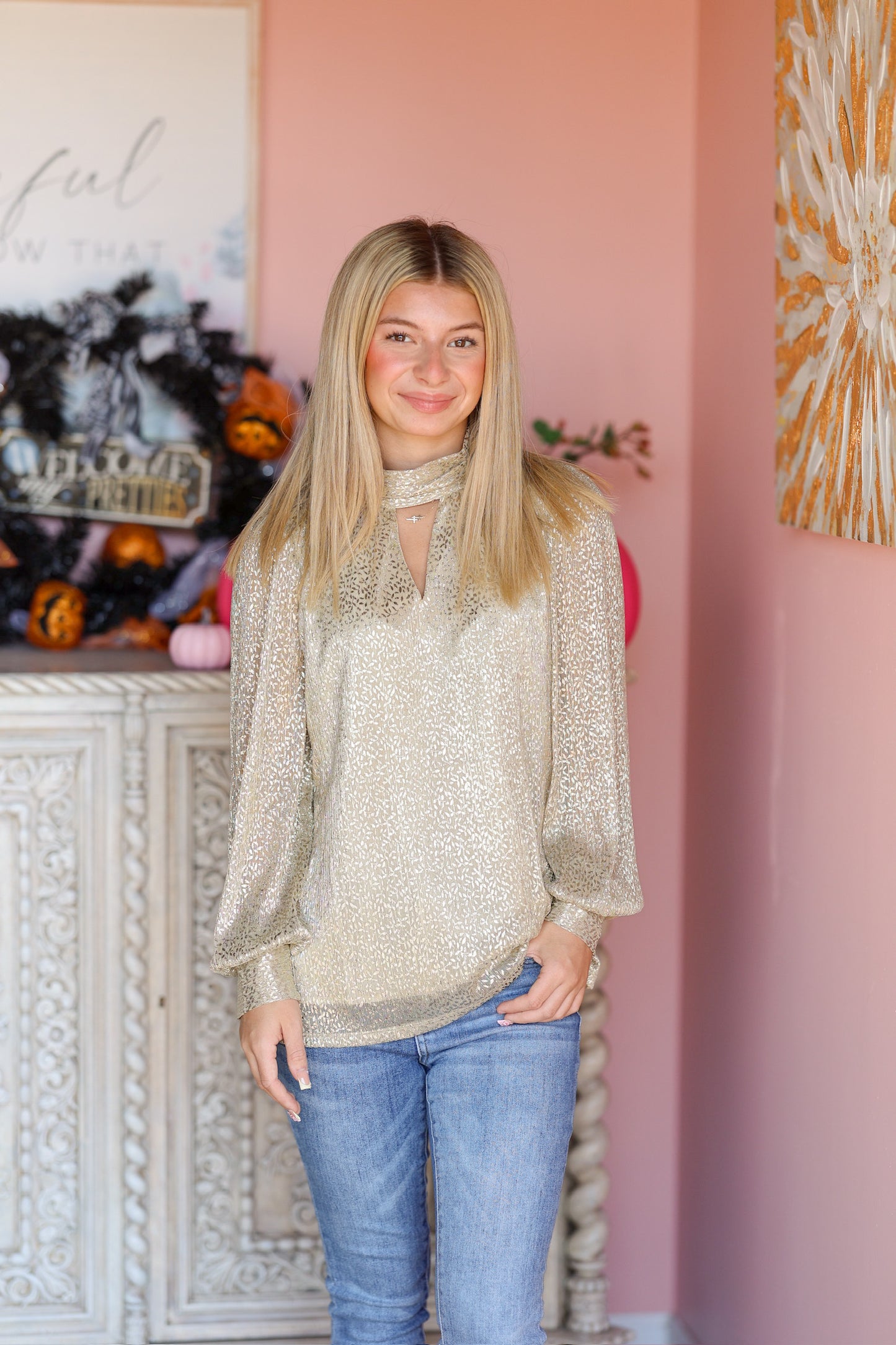 Gold Girly Lurex Top