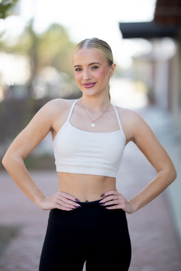 White Pearl Y Back Bra Top