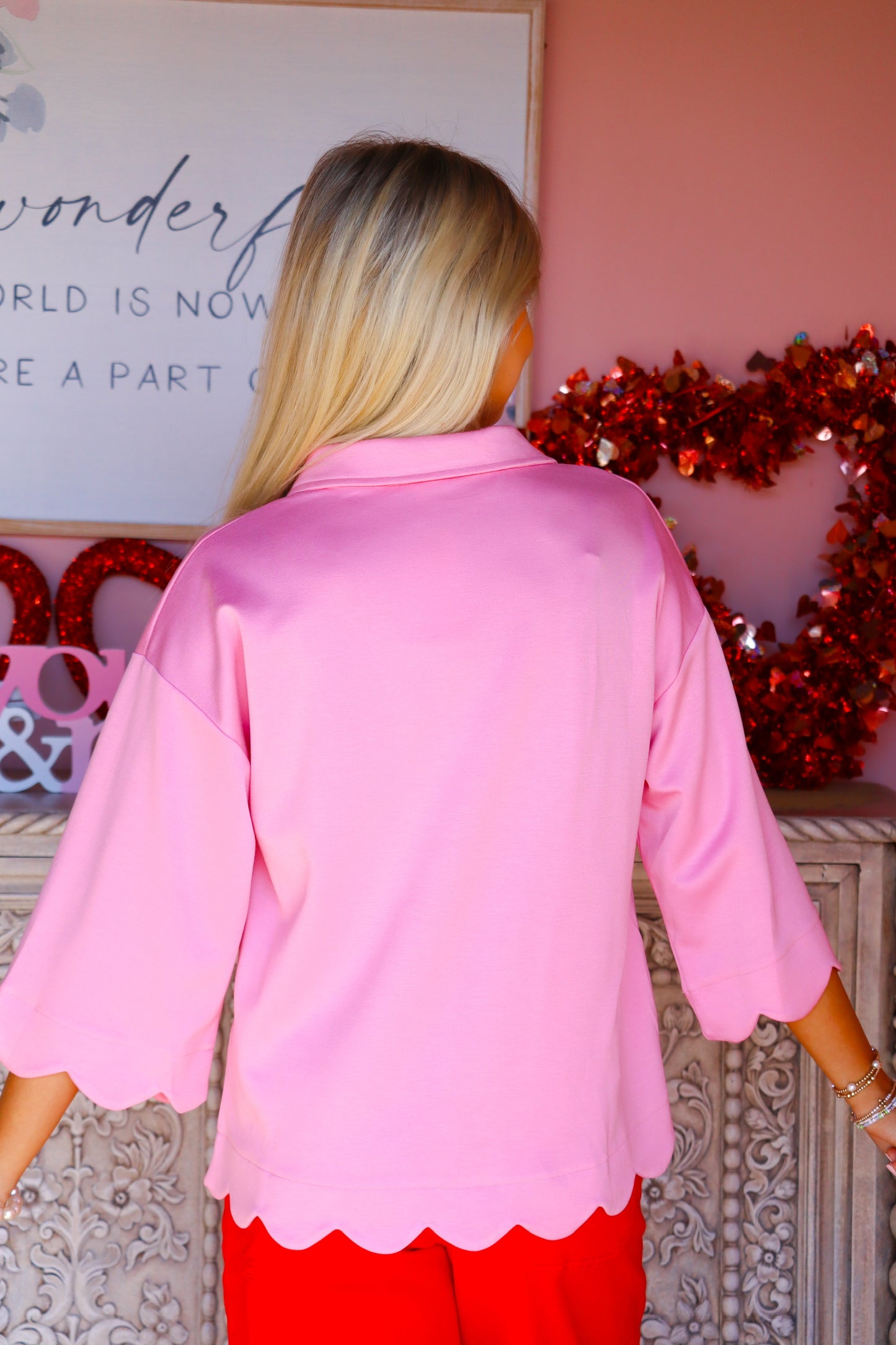 Pink Scallop Top