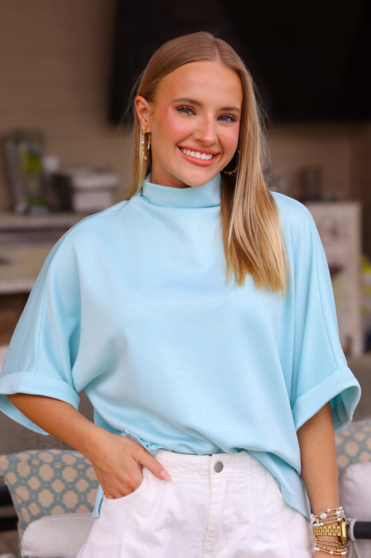 Seafoam Scuba Mock Neck Top