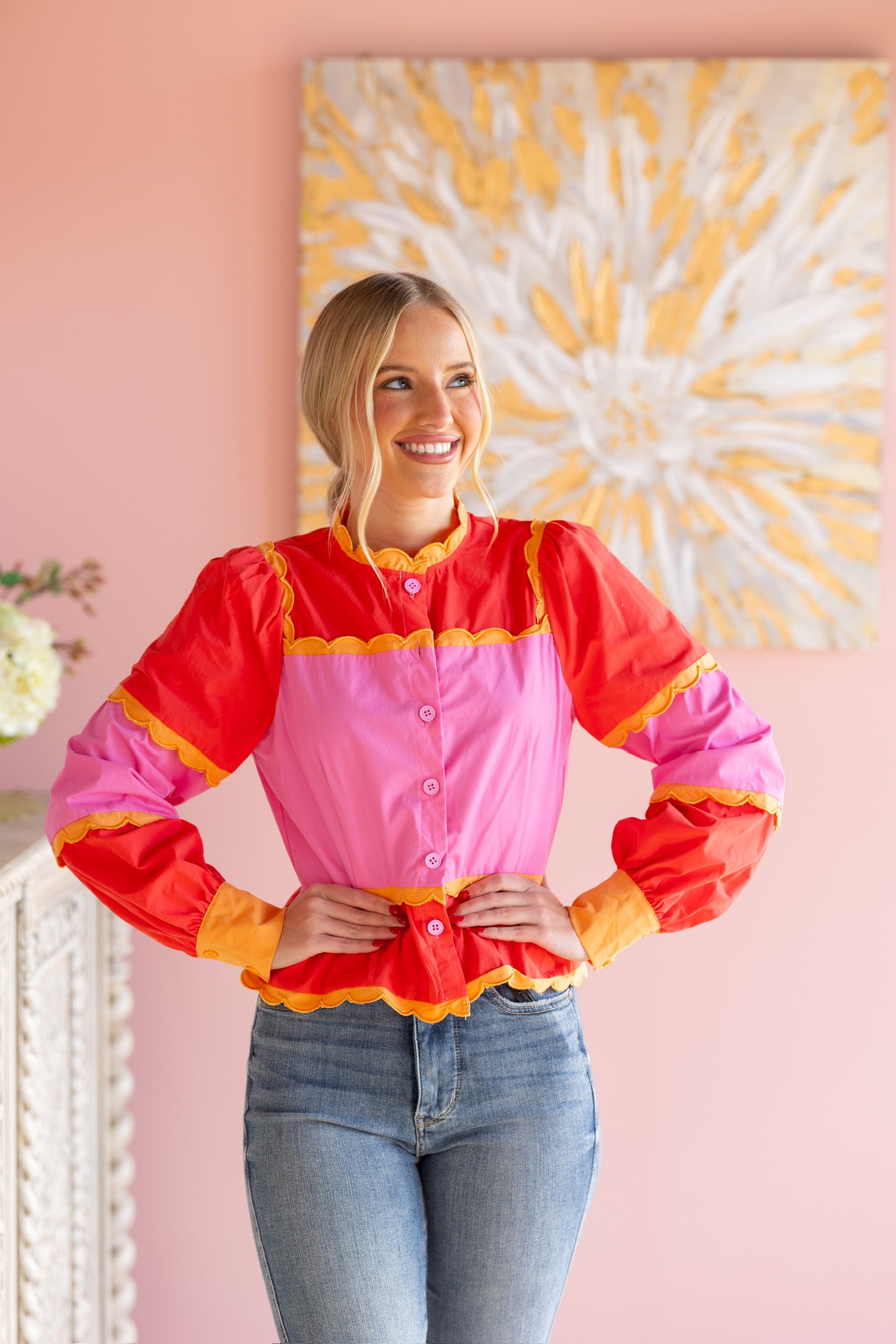 Pink Scalloped Multi Top