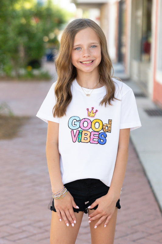 kids neon good vibes tee