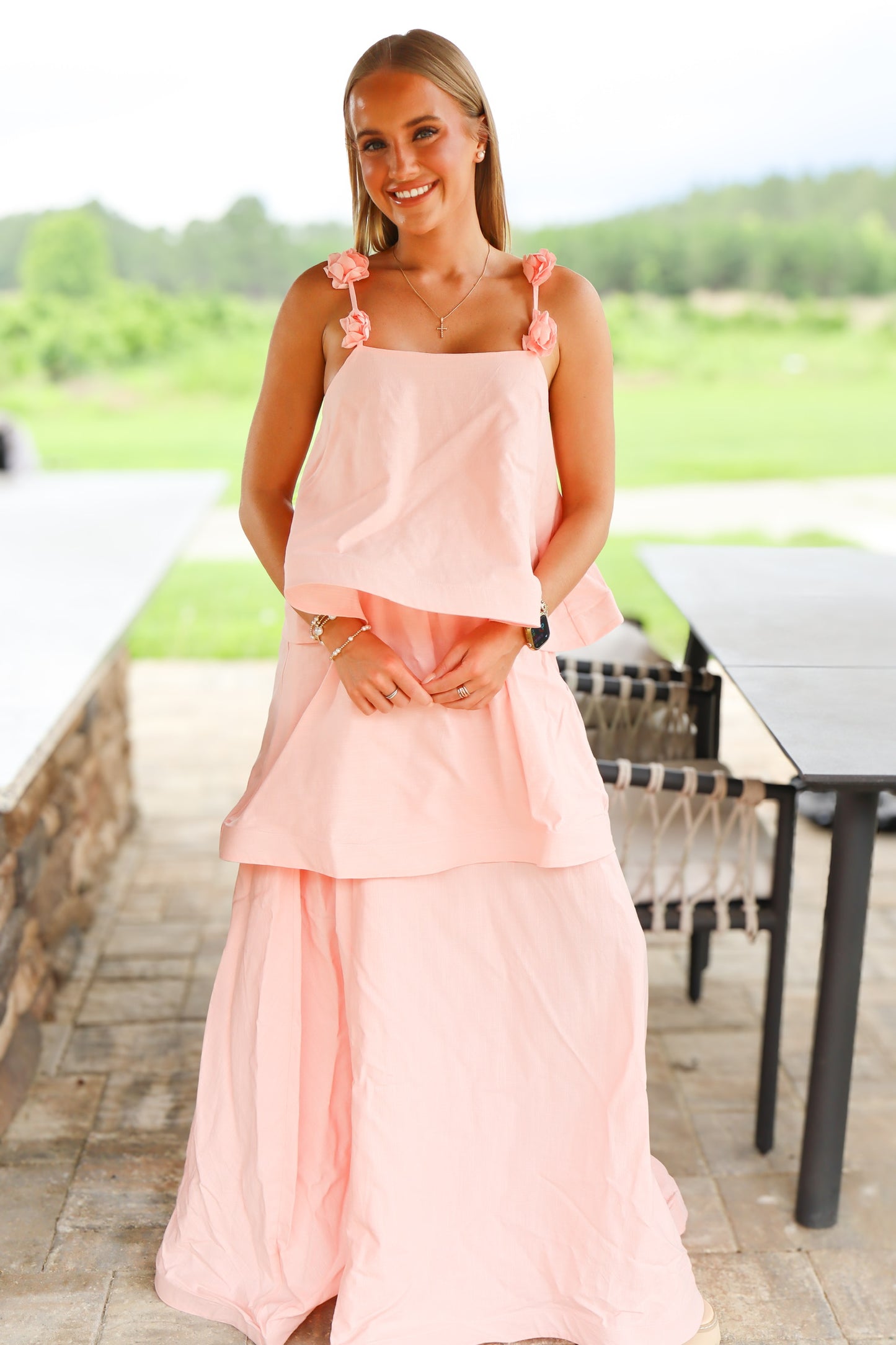 Coral Ruffled Flower Dress