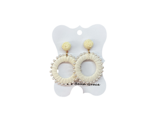 Circle Pearl Dangle Earrings