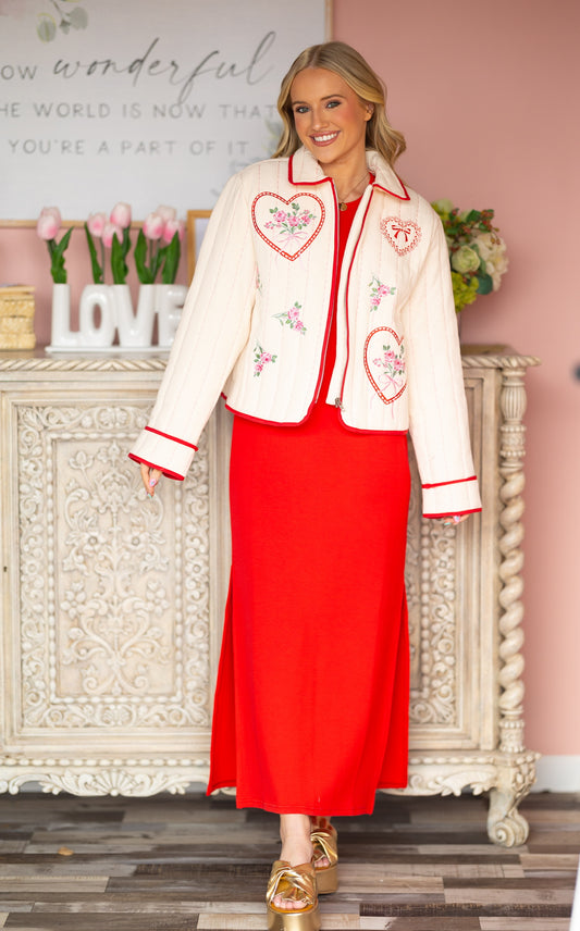 Floral Hearts Quilted Jacket