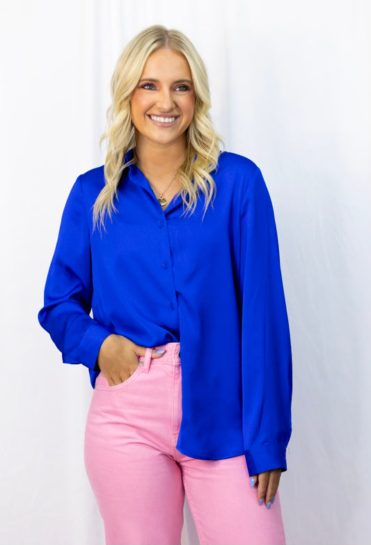 Neon Blue Button Down