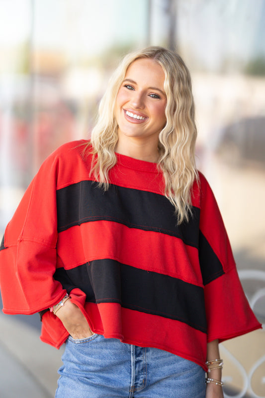 Red and Black crop tee