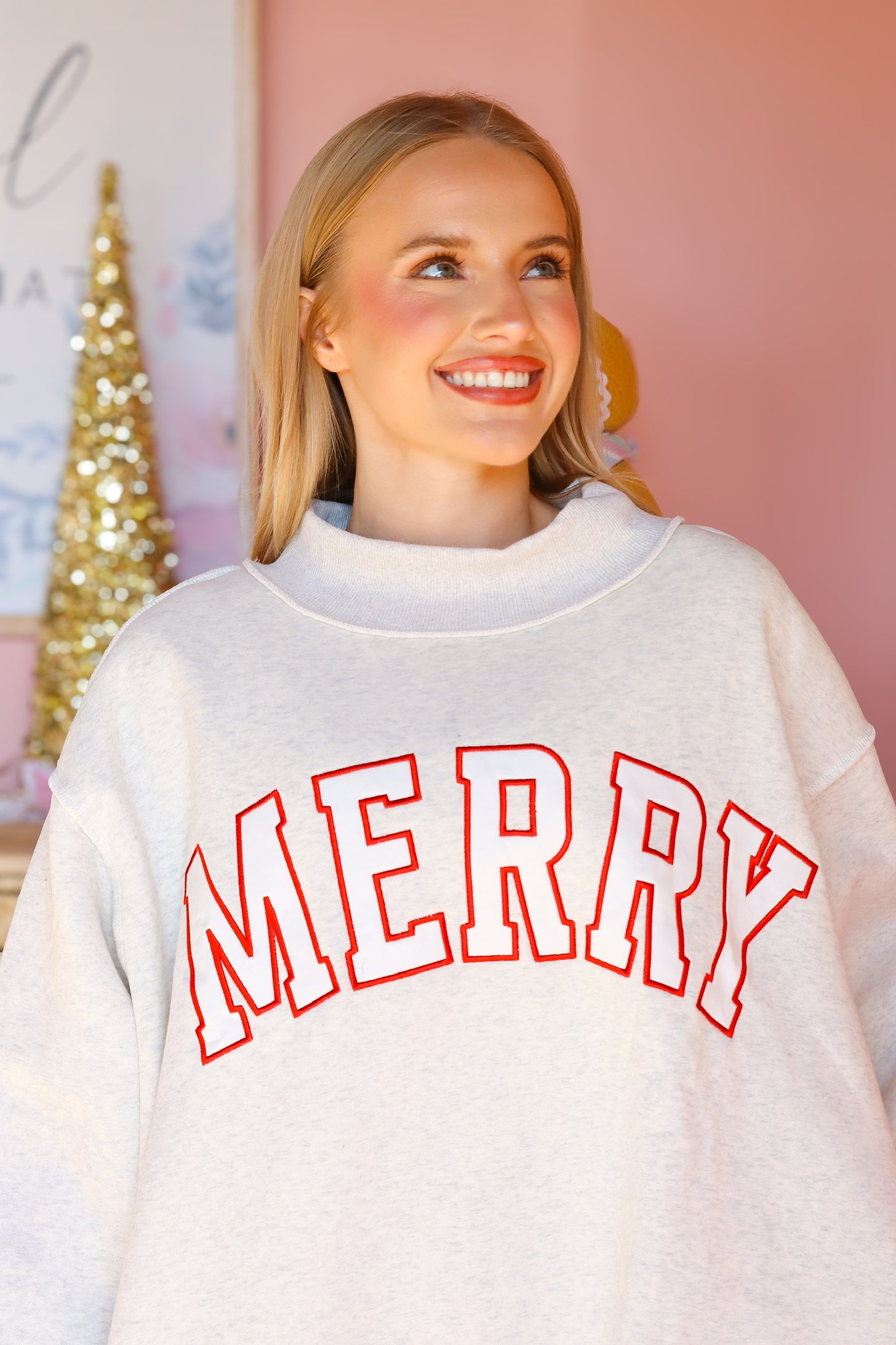 "Merry" Mock Neck Sweatshirt