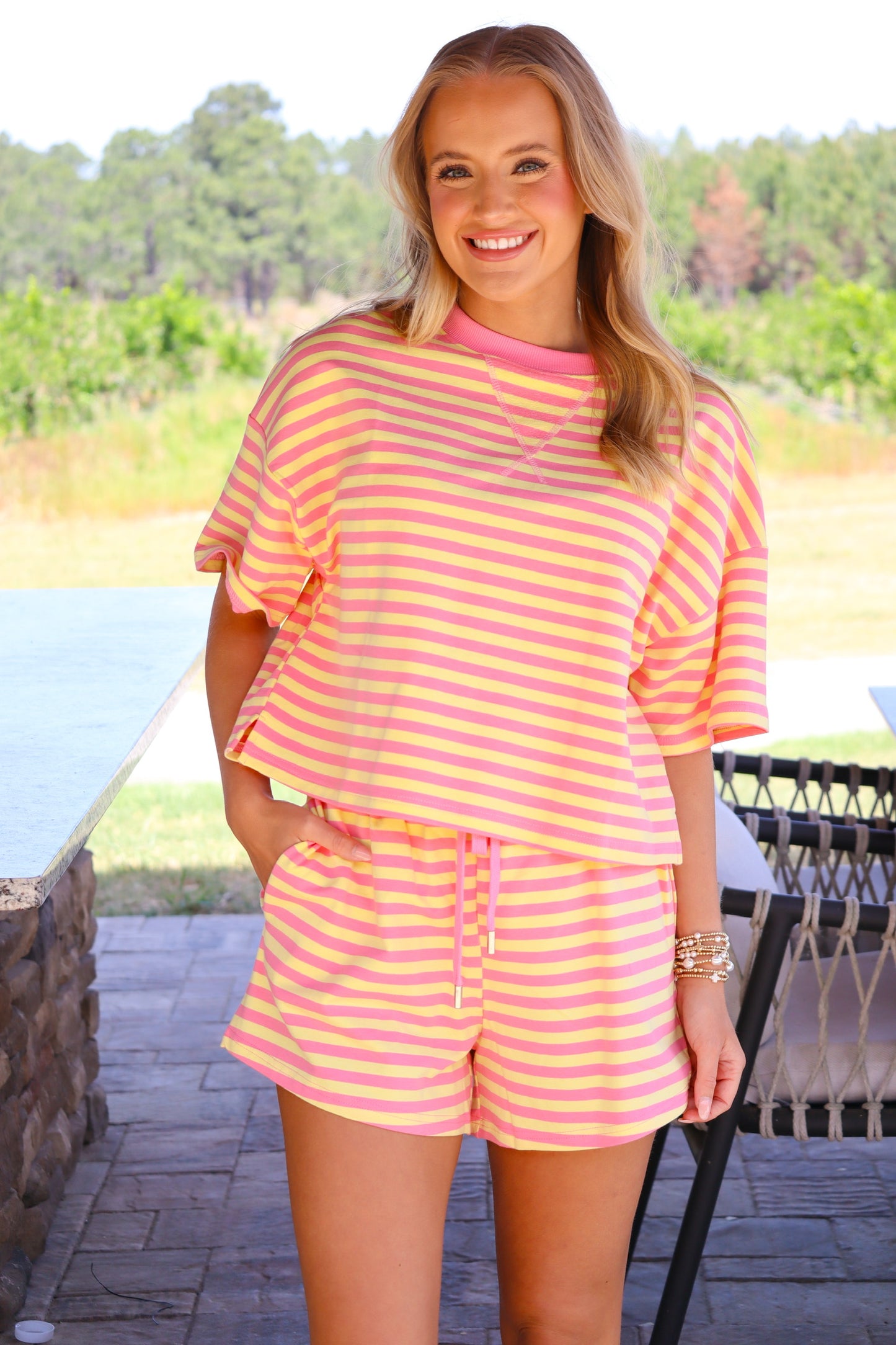 Pink & Yellow Striped Set