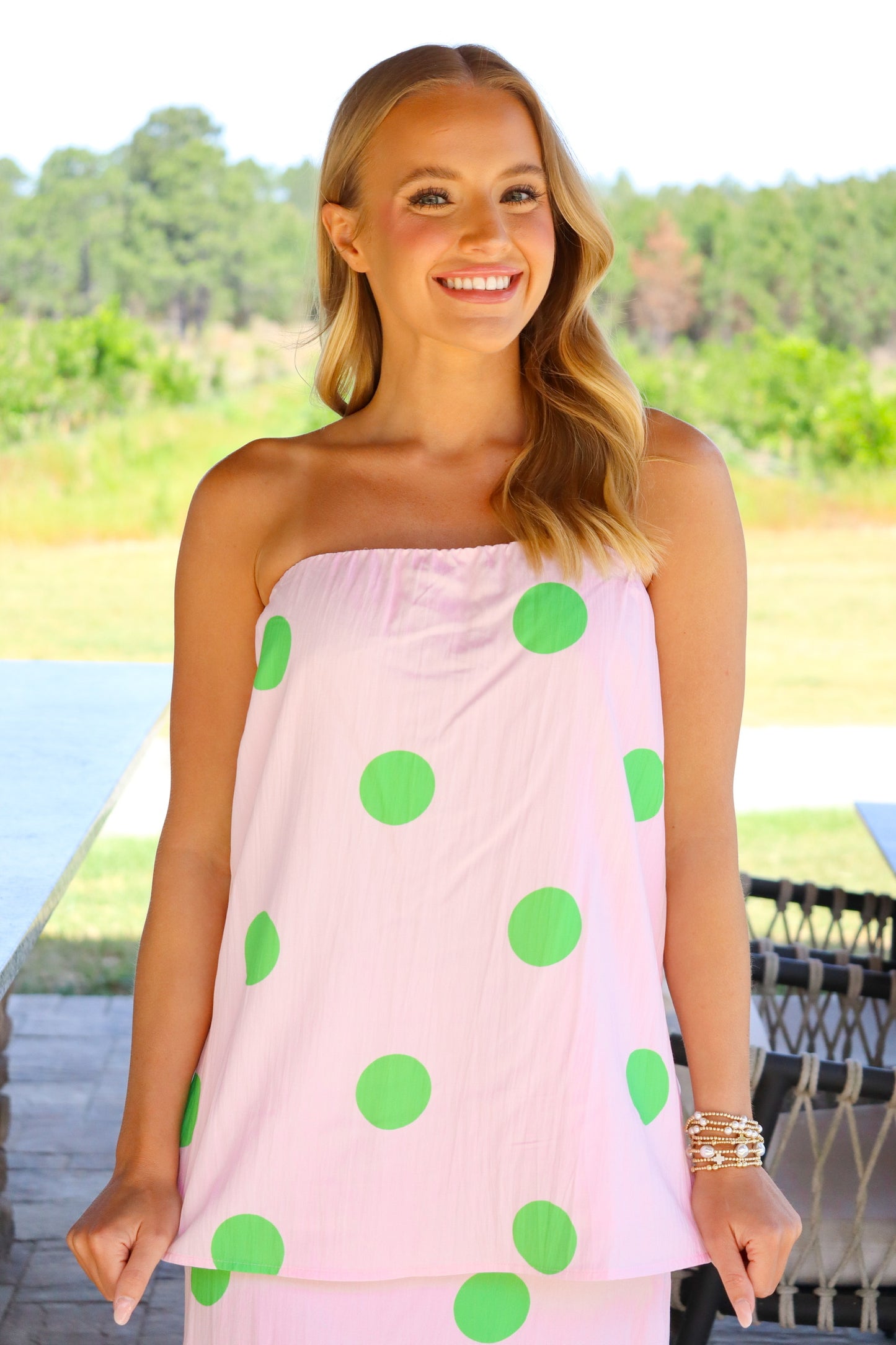 Pink & Green Polka Dot Set