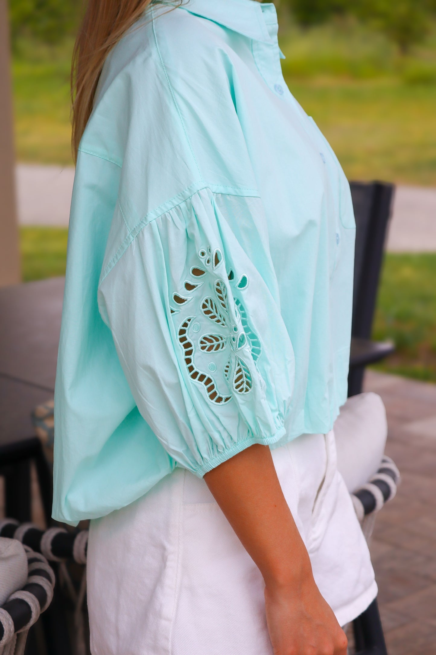 Mint Collared Button Up