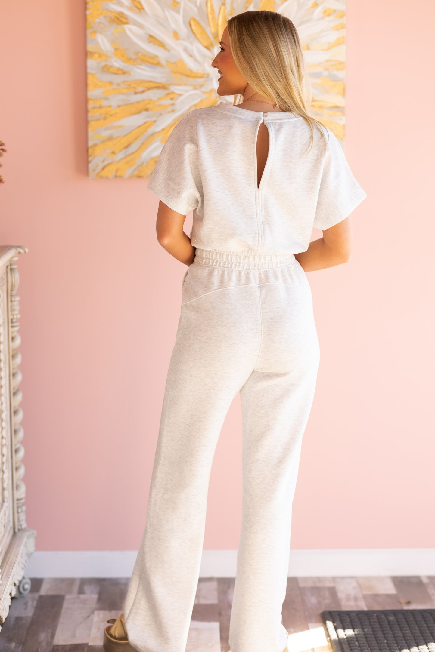 Light Grey Short Sleeve Jumpsuit